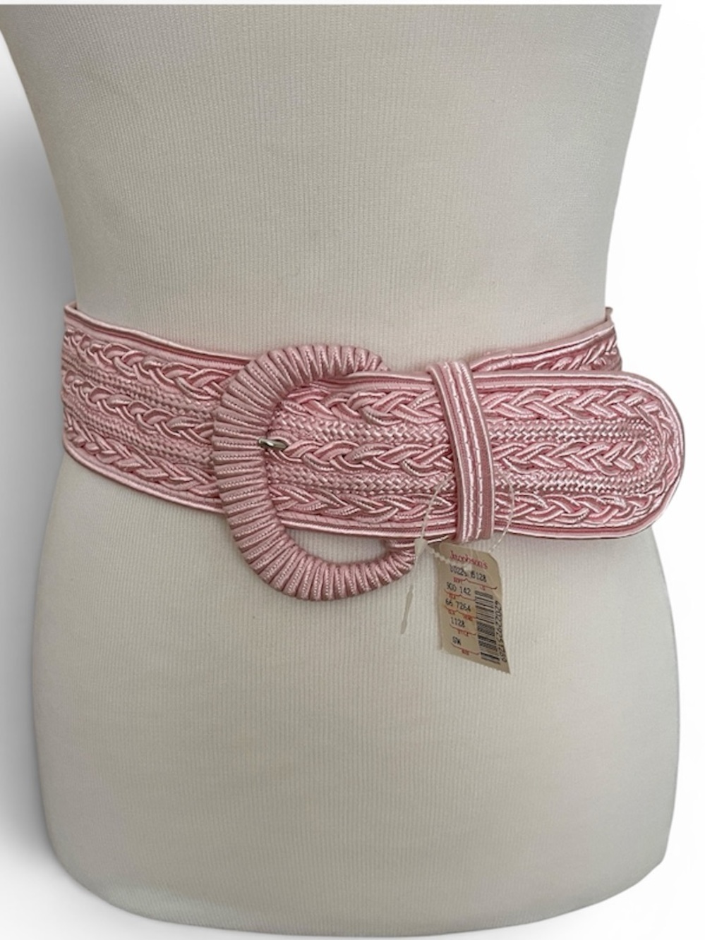 NWT Vintage Jacobson’s Pink Braided Wide Waist Belt with Wrapped Buckle